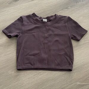 ZARA RIBBED LIMITLESS CONTOUR SHORT SLEEVE CROP TOP